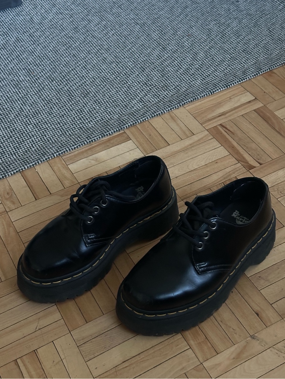 Dr. Martens Black Platform Leather Shoes